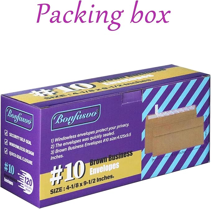 120 Pack #10 Brown Kraft Security Envelopes 4-1/8 x 9-1/2 inches Self Seal - Image 5
