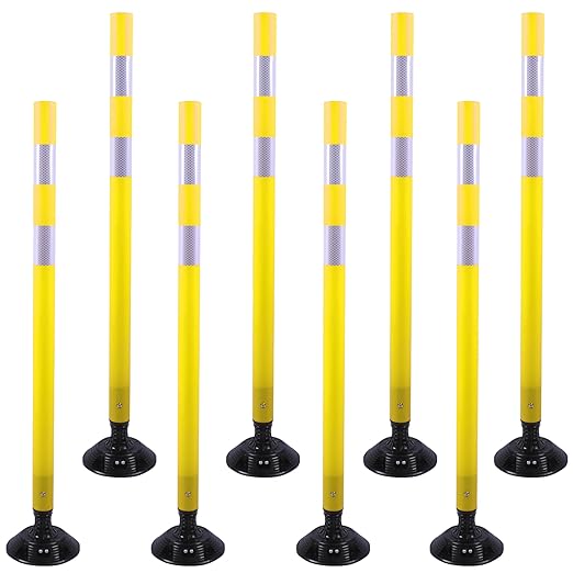 OrangeStar 8 Pack Delineator Post 48" Yellow Traffic Delineator Cones by OrangeStar
