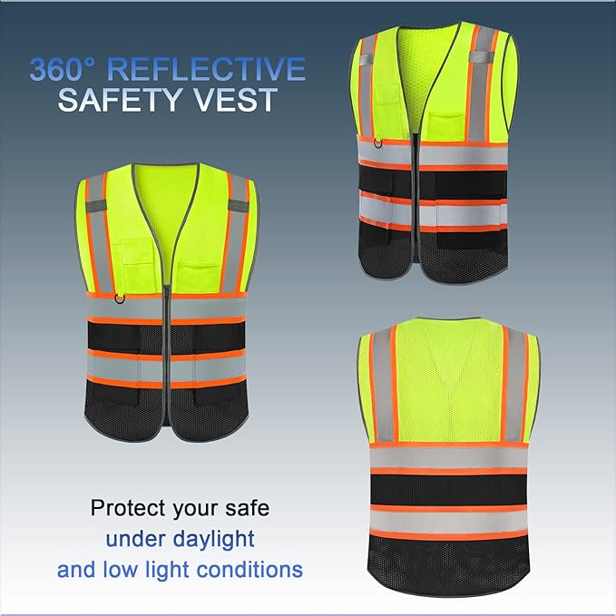 BeautyWill Custom Logo Safety Vest Class 2 High Visibility Reflective Vest - Image 2