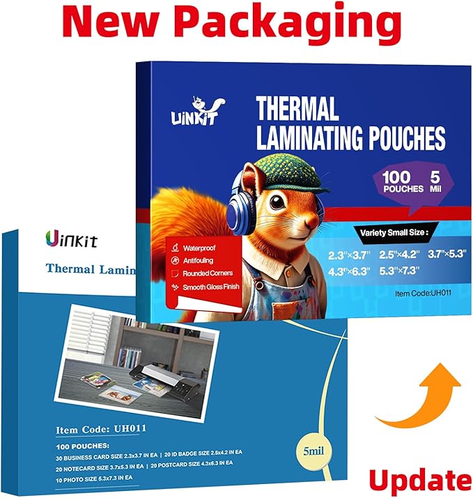 Uinkit Thermal Laminating Pouches Variety Small Size 5mil Thickness Card - Image 3