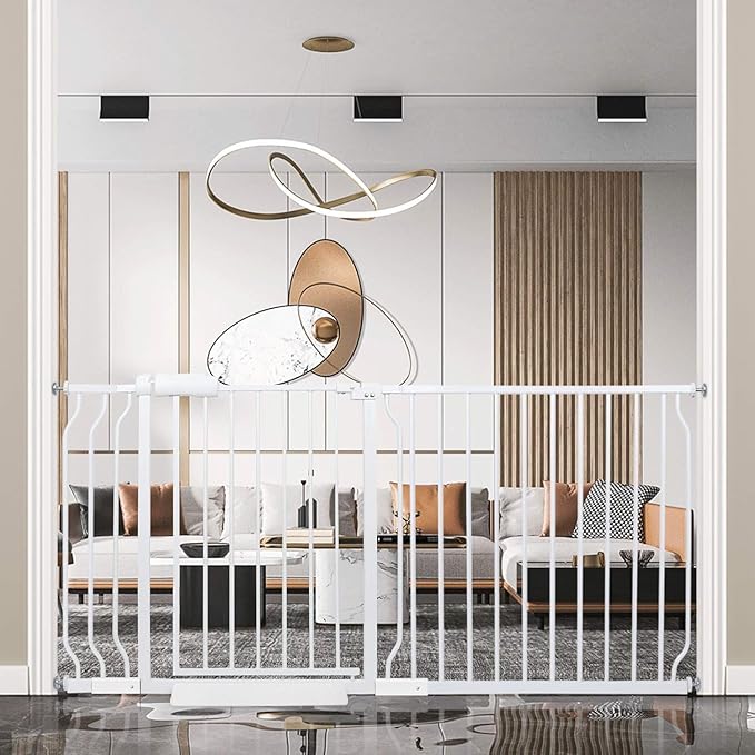 Extra Wide Baby Gate Tension Indoor Safety Gates White Metal Large Pressure by COSENDBABYGATE