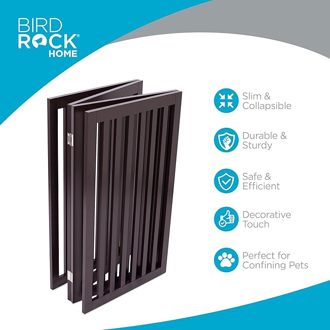 INTERNET'S BEST Dog Gate Indoor Freestanding Pet Barrier, Folding Wood Dog Fence - Image 3