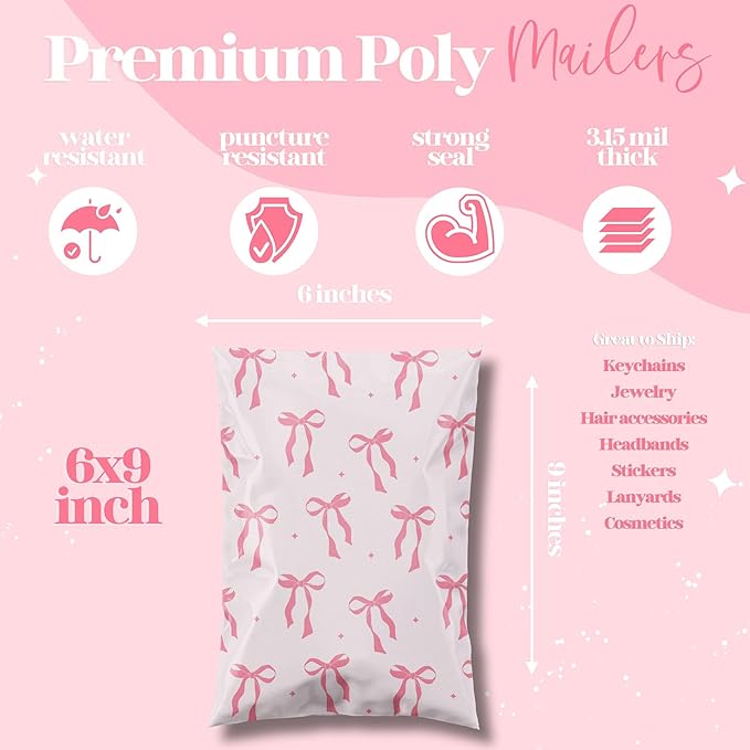 6x9 Designer Poly Mailer 100 Pack Heavy Duty Waterproof Self Seal Shipping Bags - Image 3
