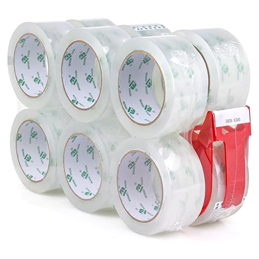 BOMEI PACK Clear Packing Tape, 2.7Mil Thick Heavy Duty Packaging Tape 12Rolls by BOMEIPACK