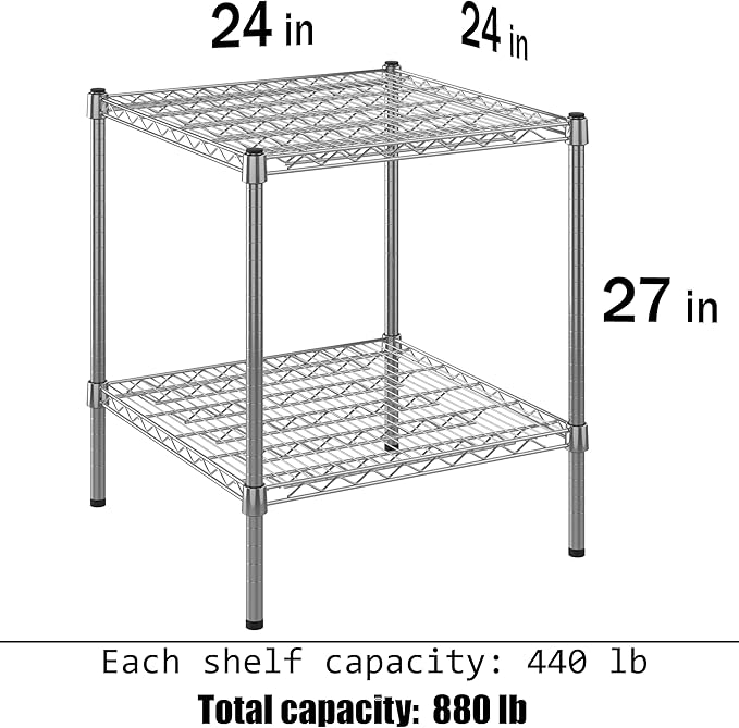 24" Deep x 24" Wide x 27" Height Wire Shelving Kit | 2-Tier | NSF Commercial - Image 3