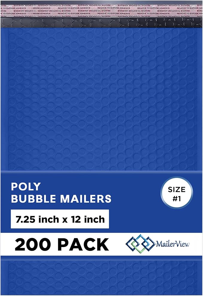 Royal Blue Poly Bubble Mailers 7.25x12 inch #1 | Self Seal Padded Envelopes | by MAILERVIEW