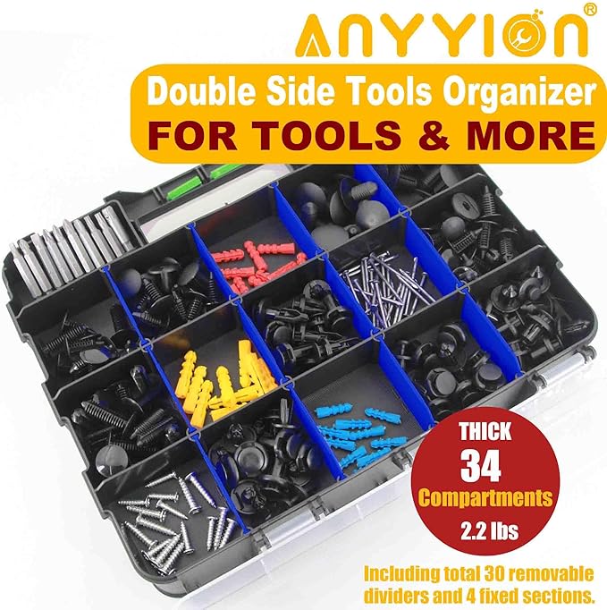 Anyyion Small Parts Organizer, 34-Compartments Double Side parts organizer - Image 3