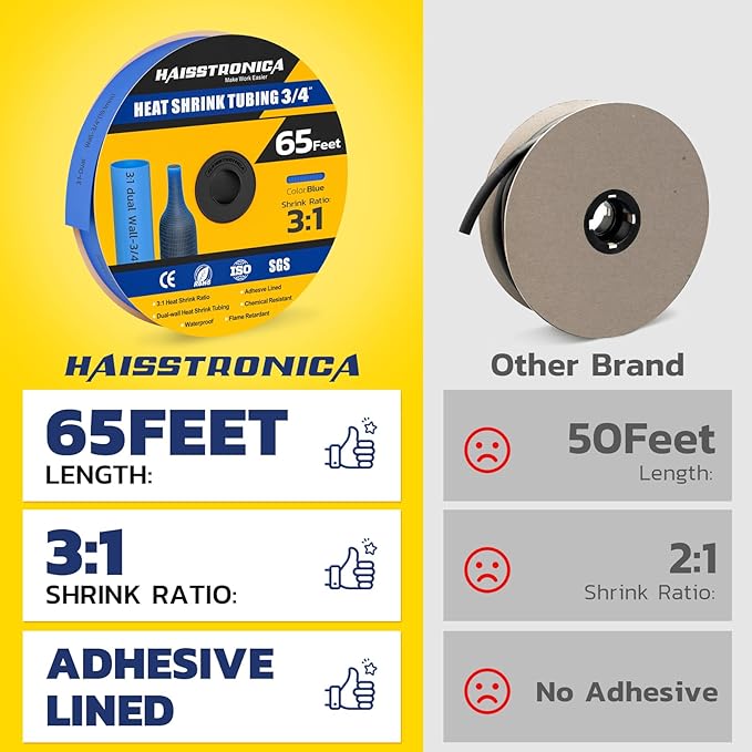 haisstronica 3:1 Heat Shrink Tubing, Shrink Ratio Adhesive Lined Marine Grade - Image 2