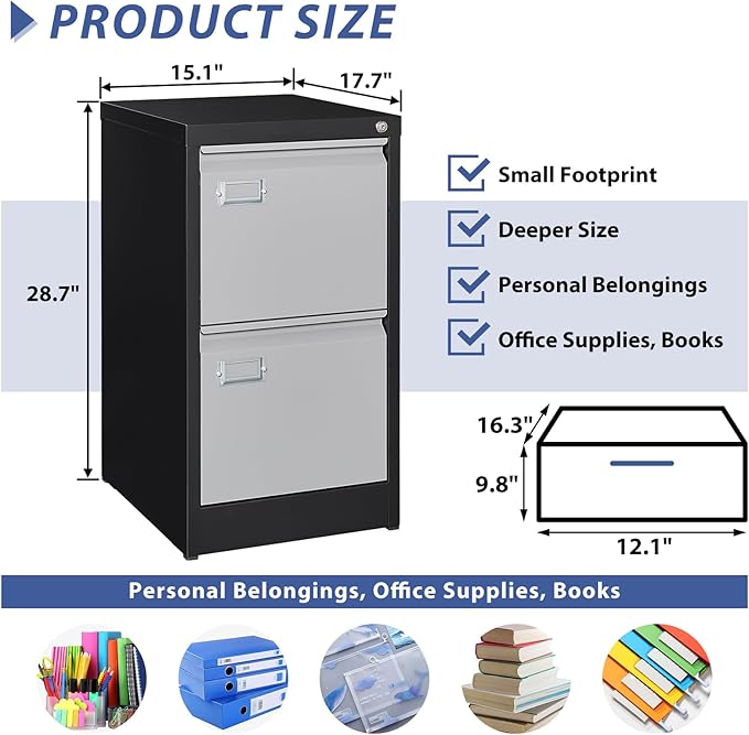 2 Drawer File Cabinet, Filing Cabinets - Image 3