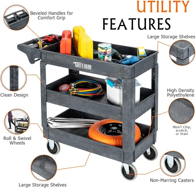 TUFFIOM Plastic Service Utility Cart - Image 2