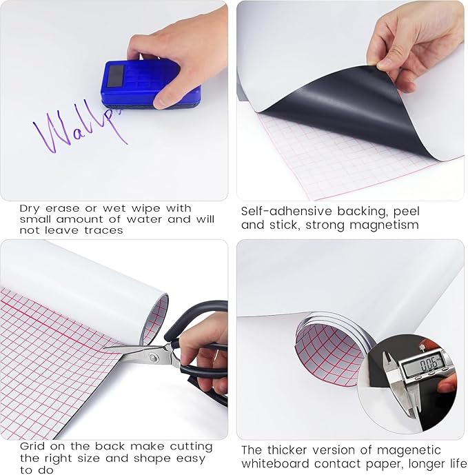 Set of Magnetic whiteboard Contact Paper, Measures 47.2 by 23.6 inches Large - Image 2