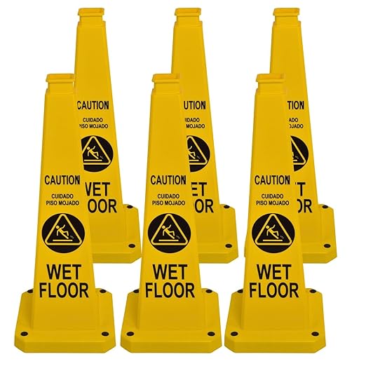BESEA Caution Wet Floor Sign 6 Pack, Non-Slip Floor Safety Cone by BeSea