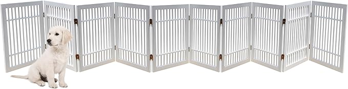 Pet Dog Gate Strong and Durable Freestanding Folding Acacia Hardwood Portable - Image 2