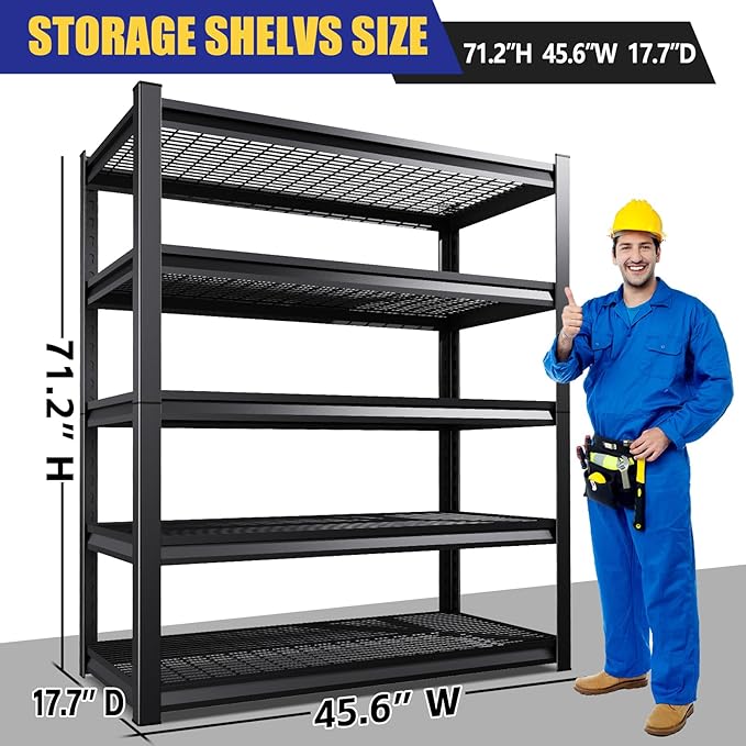 Garage Shelving-3000 lbs 5 Tier Storage Shelves, Adjustable Heavy Duty Metal - Image 2