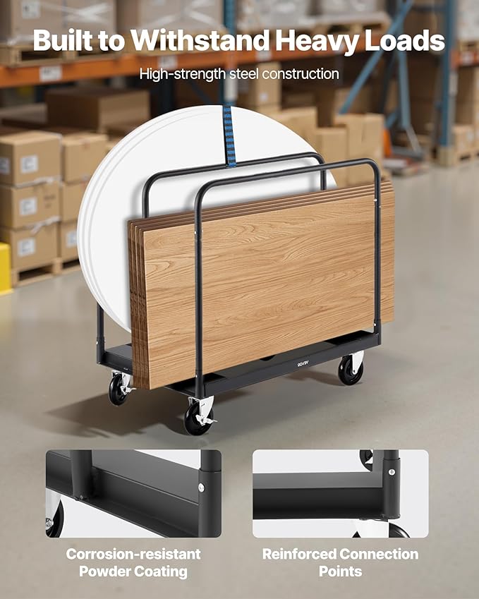 VEVOR Drywall Cart Dolly, 1800 lbs Load Capacity, Steel Panel Truck Cart - Image 5