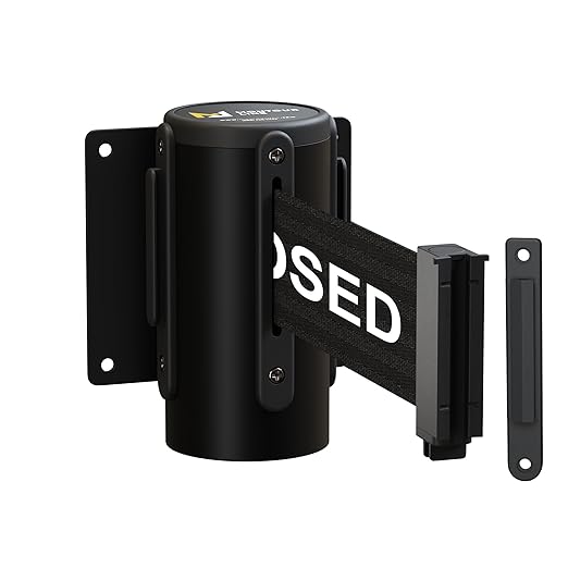CCW Series WMB-120 Fixed Wall Mount Retractable Belt Barrier 11 Foot by Crowd+Control+Warehouse