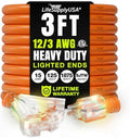 3ft Outdoor/Indoor Extension Cord 3-Outlet 12/3 Gauge Extra Heavy Duty ETL by LifeSupplyUSA