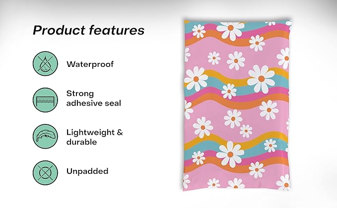 6x9 Poly Mailers – Groovy Daisy – Waterproof, Tear-Resistant Shipping Bags - Image 3