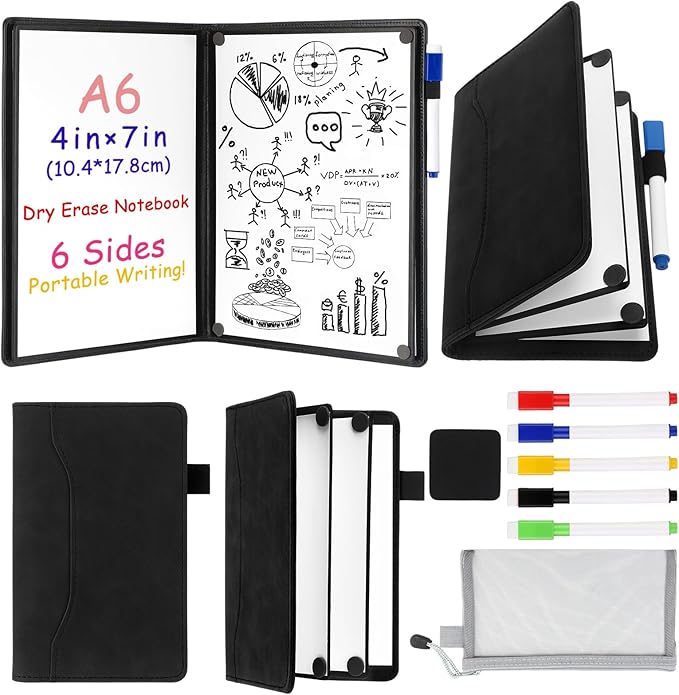 6 Sides Whiteboard Notebook Portable Whiteboard Dry Erase Notebook Portable Dry by Feifeiya