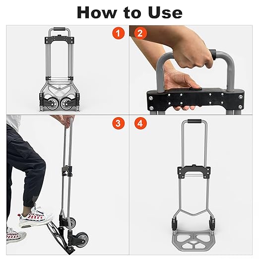 Folding Hand Truck Dolly Cart, 180LBS Portable Aluminum Hand Truck Foldable - Image 4