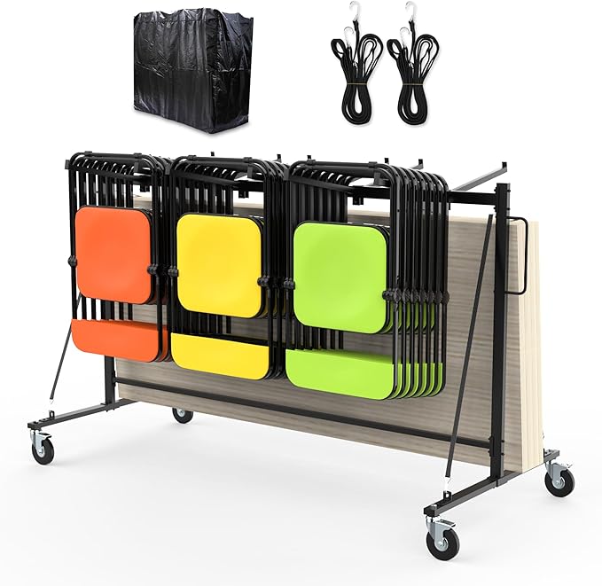 Folding Chair Rack Table and Chairs Storage Cart 400 LBS Capacity Heavy Duty by HIMcup