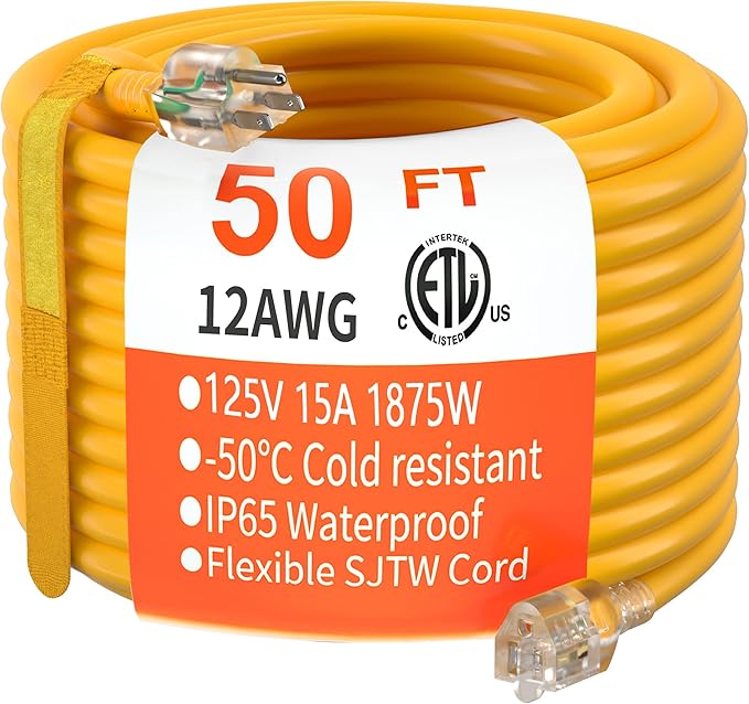HUANCHAIN 50 ft 12/3 Gauge Heavy Duty Outdoor Extension Cord Waterproof by huanchain