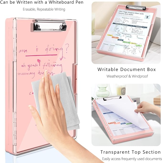 Clipboard with Storage, Heavy Duty Clip Boards 8.5x11 with 2 Storage Case - Image 4