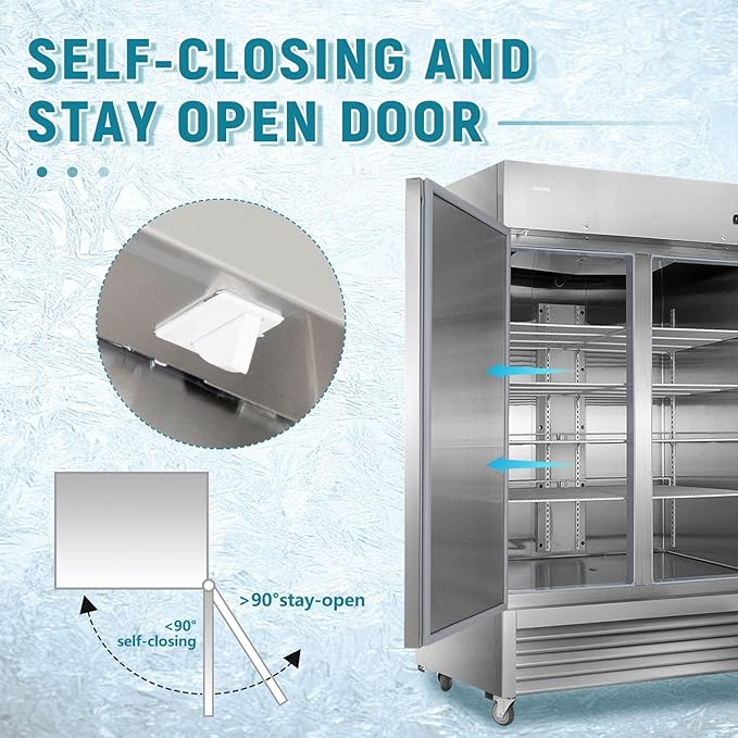 JINSONG 54" Commercial Refrigerator, 49 Cu.Ft Stainless Steel Reach-in Fridge - Image 3