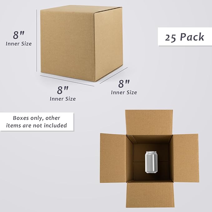 Frametory 8x8x8 Pack of 25 Corrugated Cardboard Packing Shipping Mailing Moving - Image 2