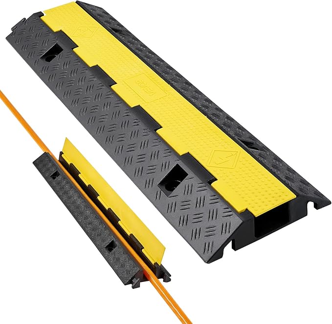VEVOR Cable Protector Ramp, 1 Channel Heavy Duty 39.37'' Rubber Cord Hose Wire by VEVOR
