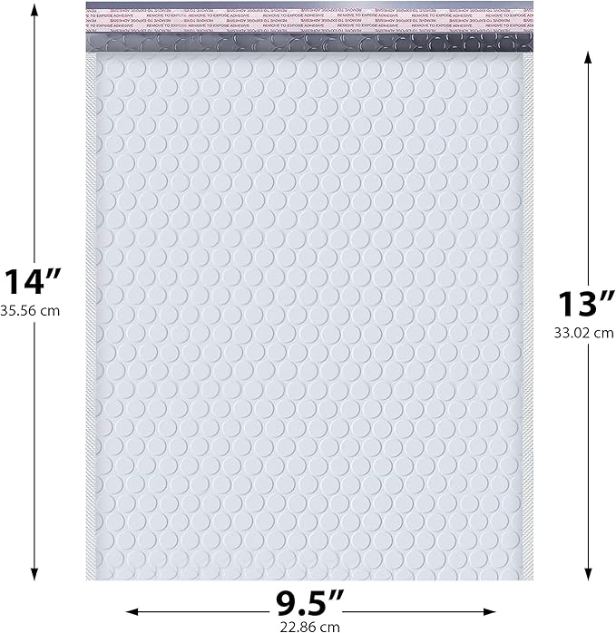 White 10x13 Inch Poly Bubble Mailers |Self Seal Padded Envelopes - Image 2