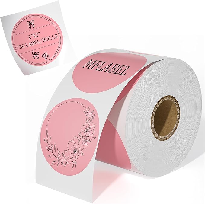 MFLABEL 750-Pack Pink Round Labels by MFLABEL