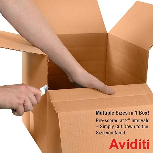 Aviditi Shipping Boxes Multi-Depth 12"L x 9"W x 6"H, Moving and Storage - Image 3