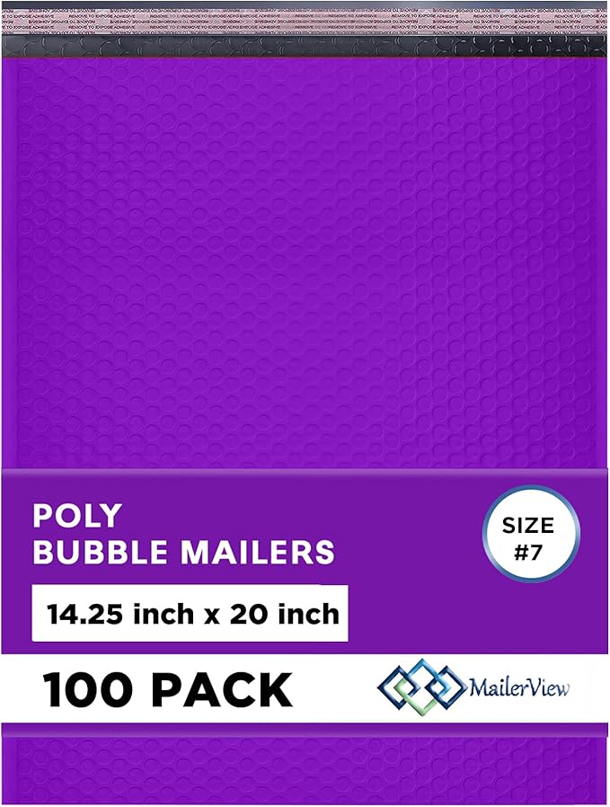 Purple Extra Large Poly Bubble Mailers 14.25x20 inch #7 | Self Seal Large by MAILERVIEW