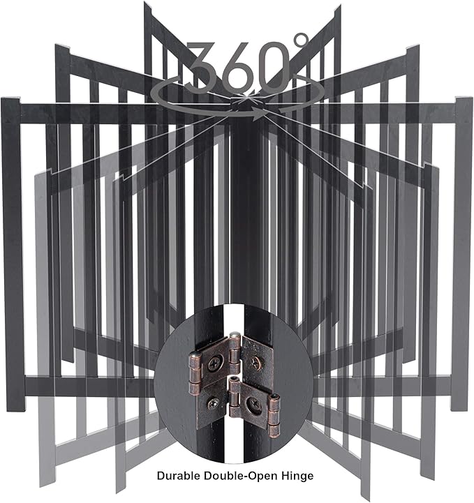 LZRS 4-Panel Wooden Free Standing Foldable Dog Gate Indoor – 24" High, Extra - Image 5