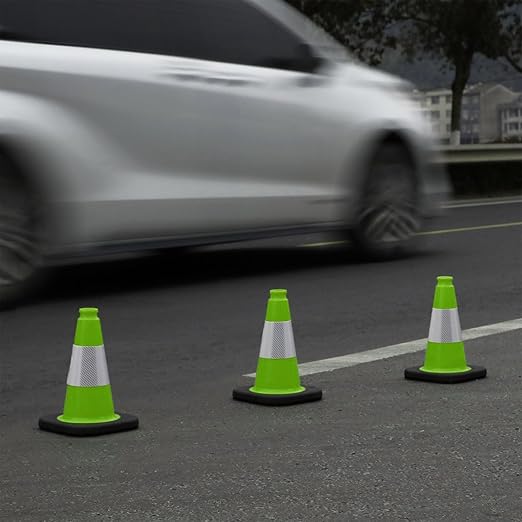 Fluorescent Orange/Green PVC Traffic Cones, Heavy Black Base Parking Lot Cone - Image 6