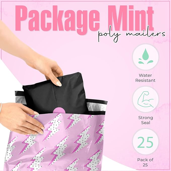 10x13 Poly Mailers – Lightning Bolt – Waterproof, Tear-Resistant Shipping Bags - Image 2