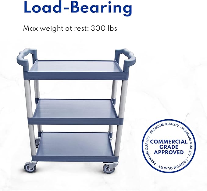New Star Foodservice 54545 250-Pound Plastic 3-Tier Utility Bus Cart - Image 6