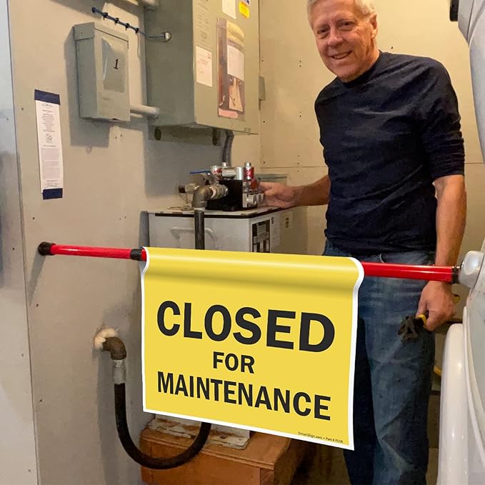 SmartSign "Closed For Maintenance" Hanging Doorway Barricade Sign, - Image 2