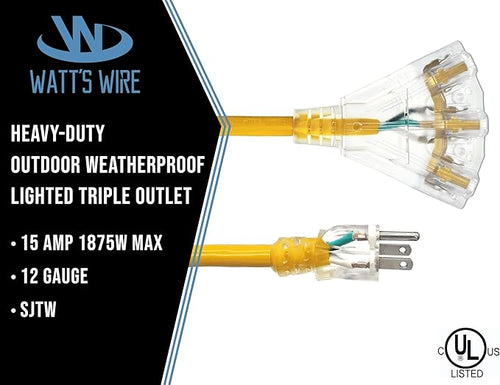 15 ft Outdoor Extension Cord Waterproof - Image 2