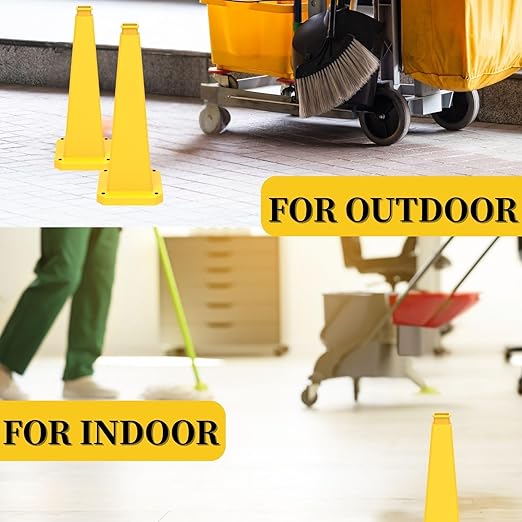 BESEA 3 Pack 28" Bright Yellow Traffic Safety Cones - Image 4