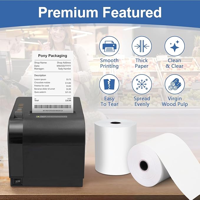 50 Rolls Thermal Receipt Paper Rolls 2 1/4 X 200, Fits All Pos Cash Registers - Image 3