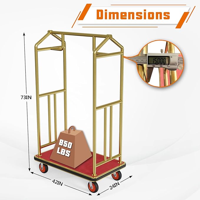 Gold Hotel Luggage Cart - Image 5