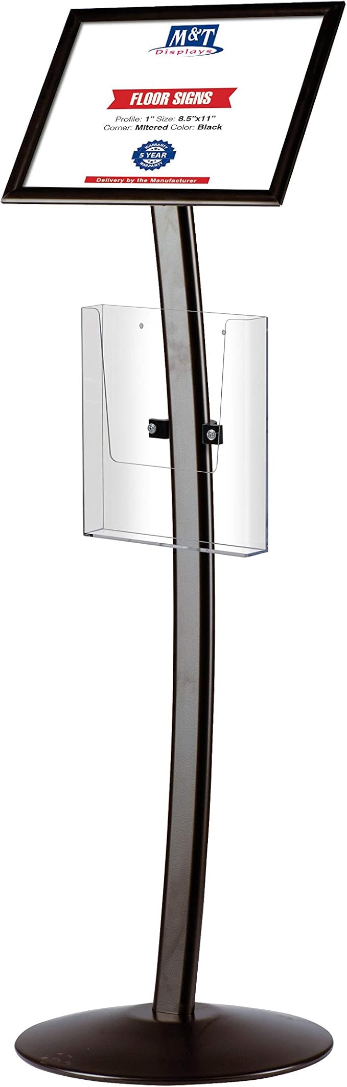 M&T Displays Curved Menu Board 8.5x11 Inch Pedestal Sign Holder by MTDisplays