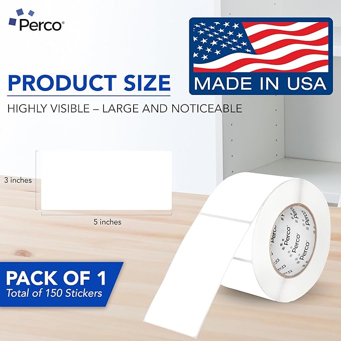 Perco White 3x5 Inch Perforated Sticker Labels — 150 Stickers Per Roll — - Image 2