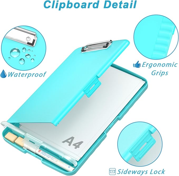 Rimilak Plastic Clipboard with Storage, 8.5 x 11 High Capacity Folio Nursing - Image 5