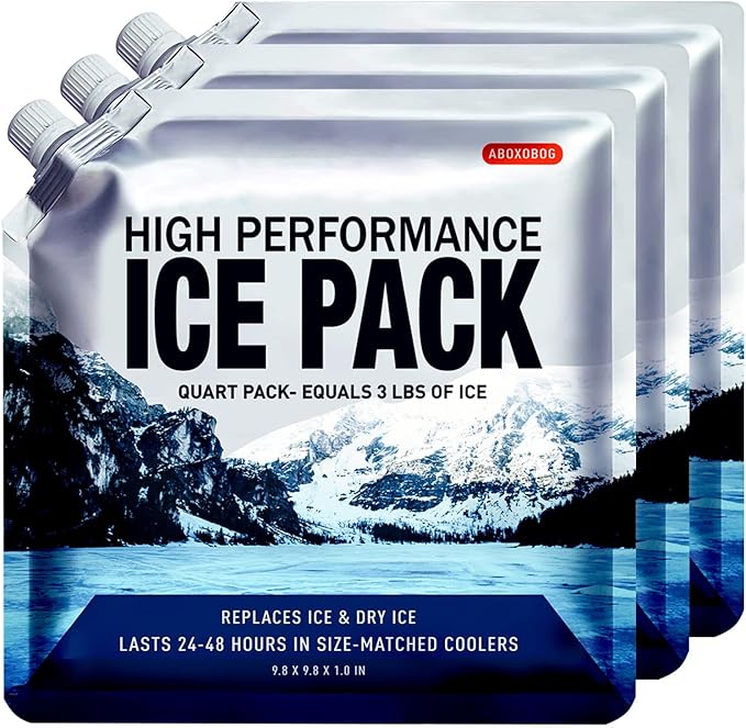 Reusable Ice Packs for Coolers Long Lasting Gel Freezer Packs for Cooler Bag by ABOXOBOG