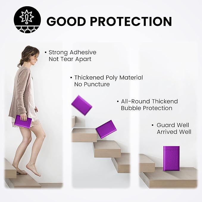 Fuxury Bubble Mailers 4x8 Inch Purple 200 Pack Padded Envelopes Usable Size - Image 5