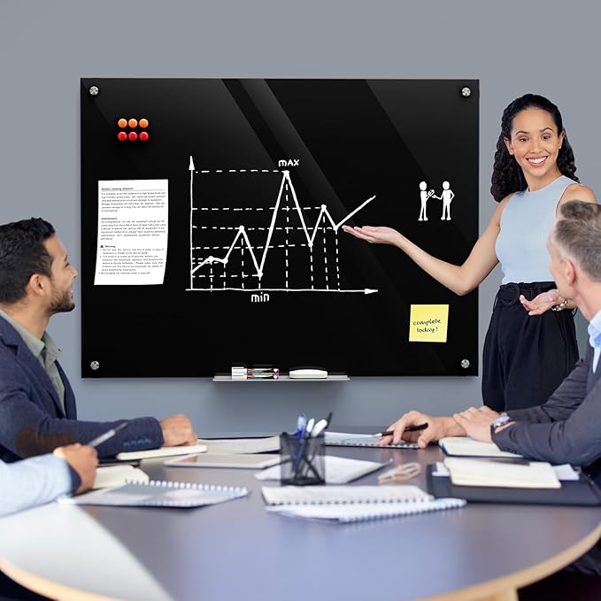MaxGear Glass Whiteboard 48x36 Inches Wall Mounted, Magnetic Black Dry Erase - Image 6