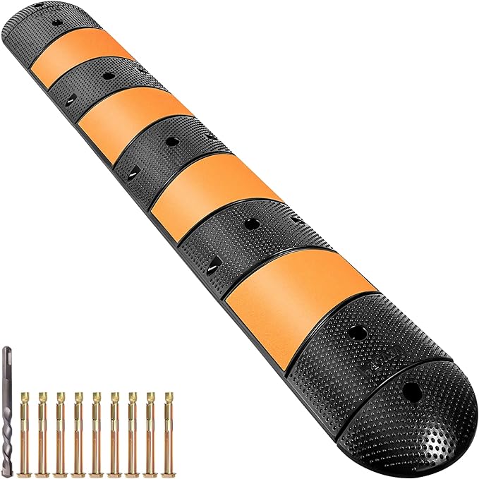VEVOR Rubber Speed Bump, 1 Pack 2 Channel Speed Bump Hump, 72.8 x 12.2 x 2.2 by VEVOR
